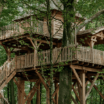 Cabane en bois surélevé avec des escalier