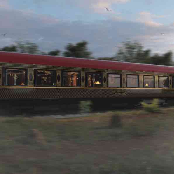 Train en mouvement vue de l'extérieur