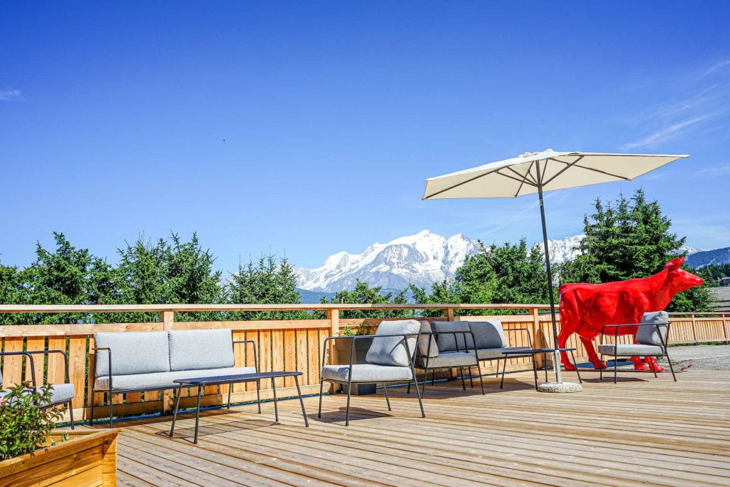 Les Rhodos - terrasse face au mont blanc