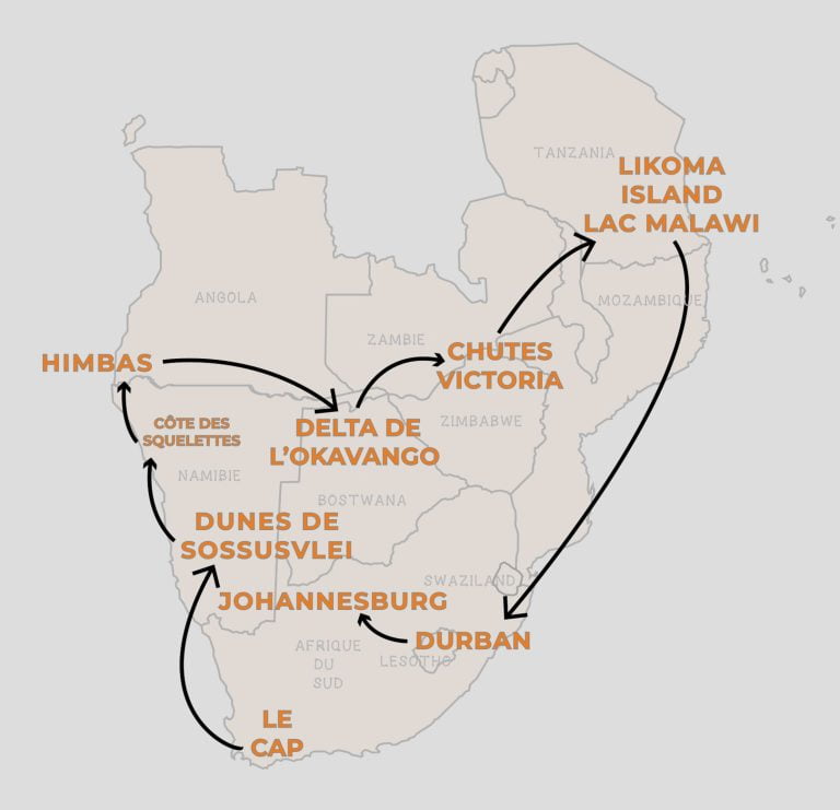 carte de l'afrique australe