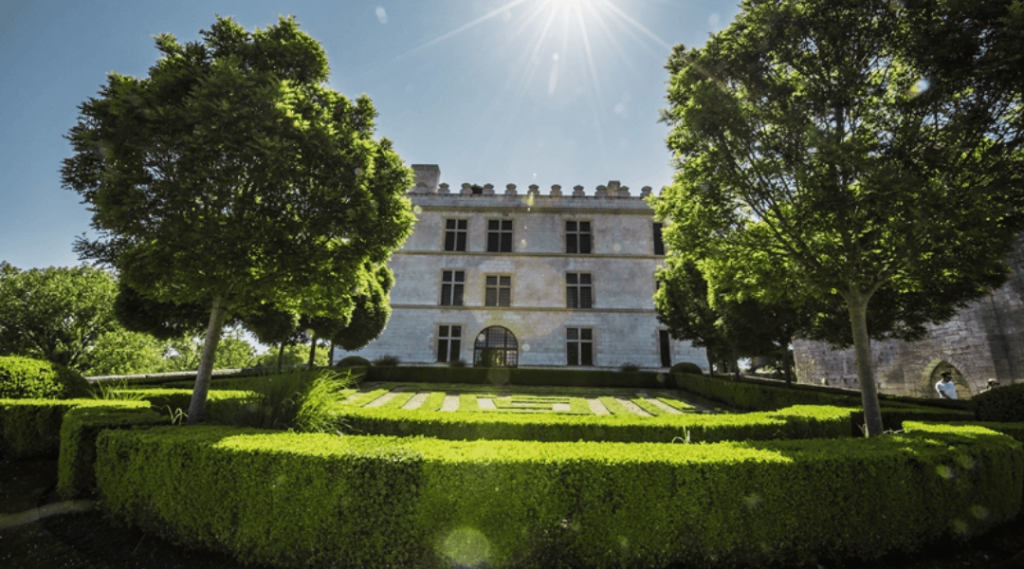 Deux arbres et un chateau en fond