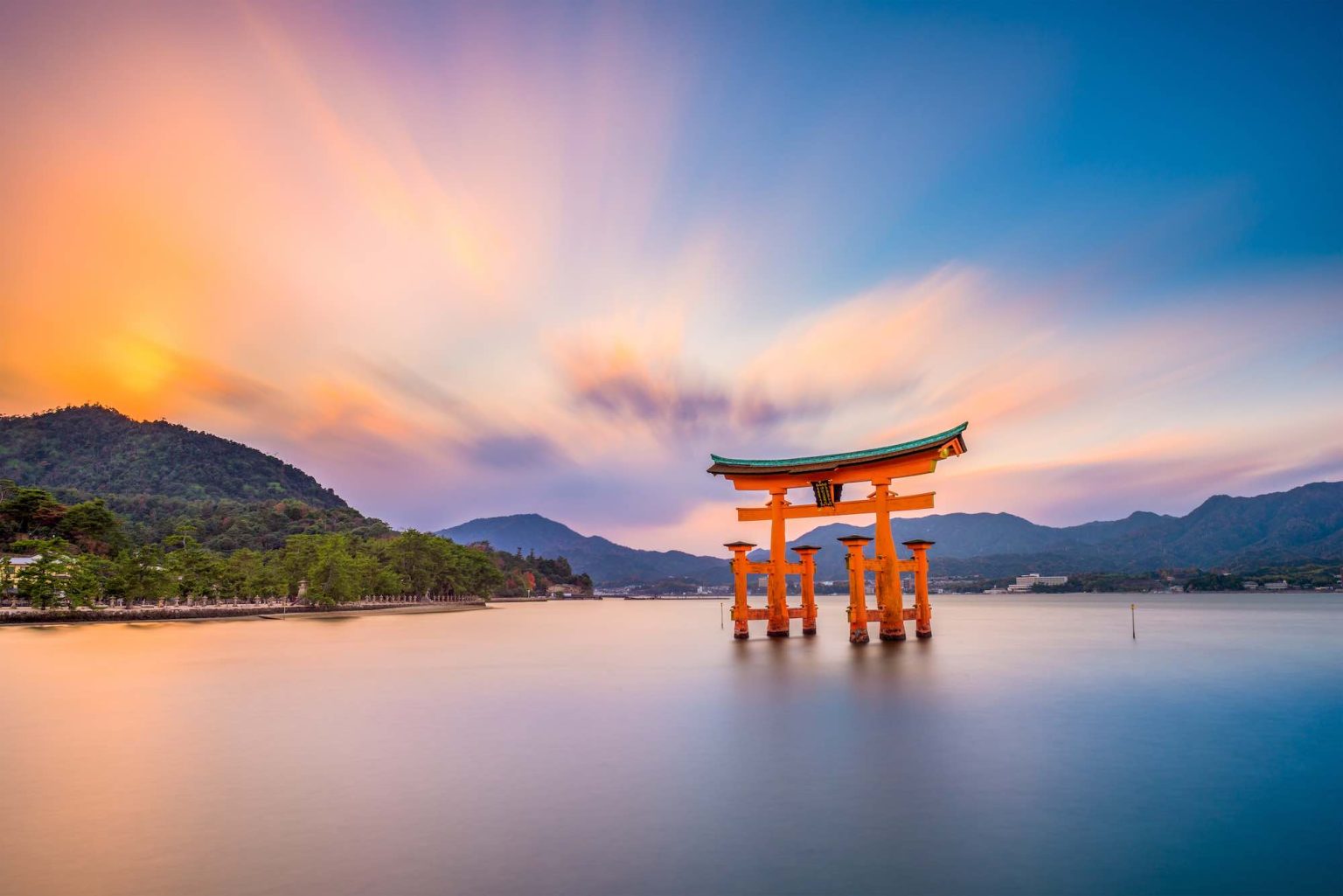 Miyajima, Hiroshima, Japan at the floating gate of Itsukushima Shrine.